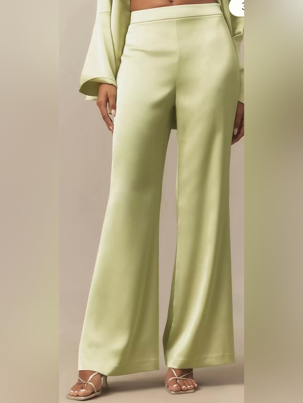 Mare Mare Sage Green Glossy Flare Pants XS Side Zip NWT Anthropologie